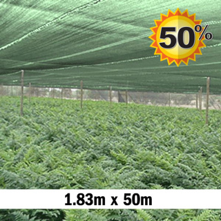 1.83m x 50m (Green) Shadecloth - Light (50%)