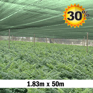1.83m x 50m (Green) Shadecloth - Extra Light (30%)